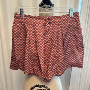 Costa Blanca Red and White Skorts with Geometric Pattern